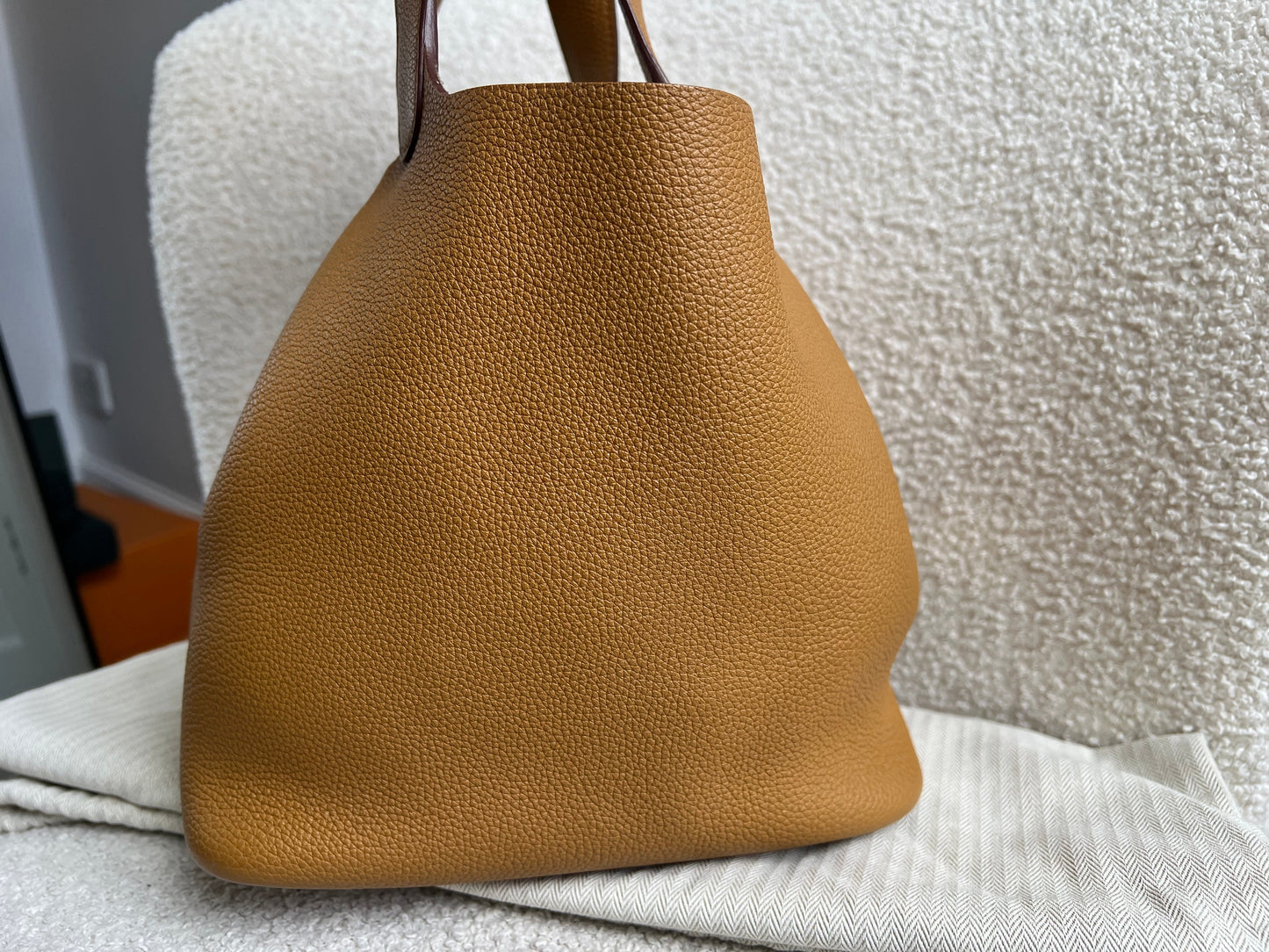 Hermes Picoton 22 in Sesame Clemence Leather with gold hardware