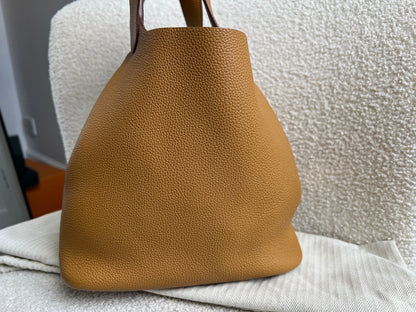 Hermes Picoton 22 in Sesame Clemence Leather with gold hardware