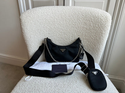 Prada Re-edition Black Nylon Shoulder Bag (RRP £1,500)