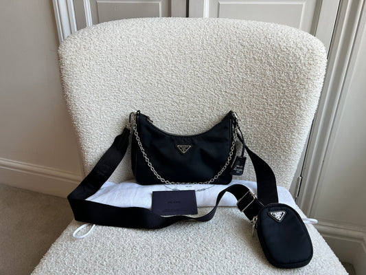 Prada Re-edition Black Nylon Shoulder Bag (RRP £1,500)