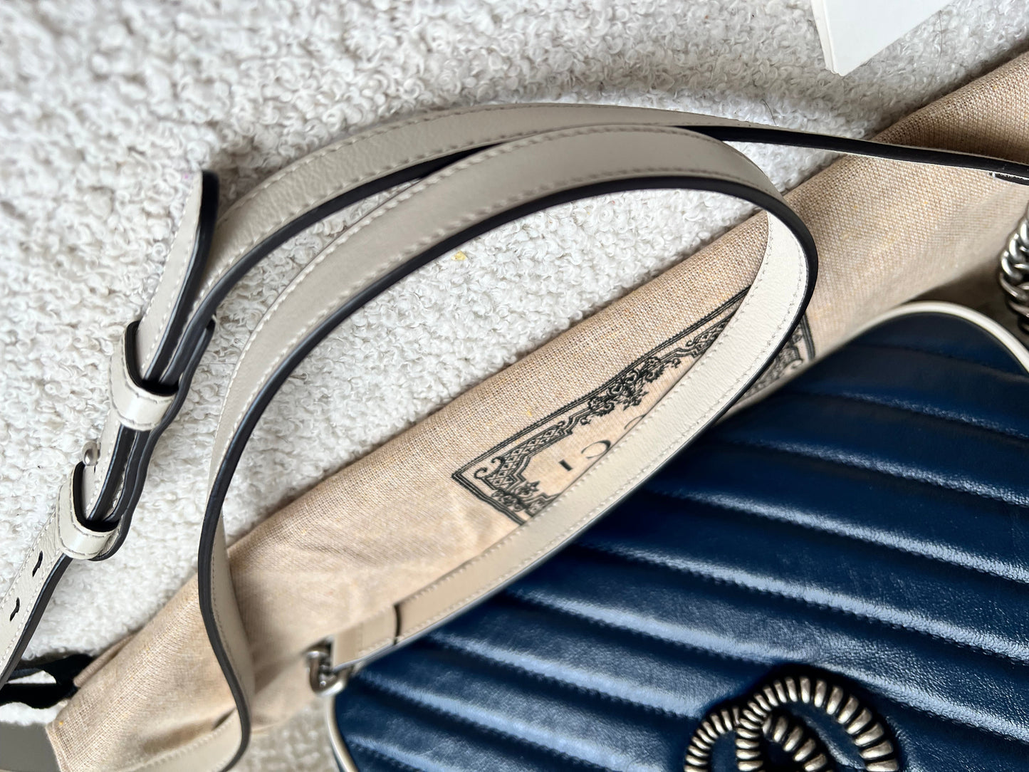 Gucci Torchon GG Navy Marmont Small Shoulder Bag