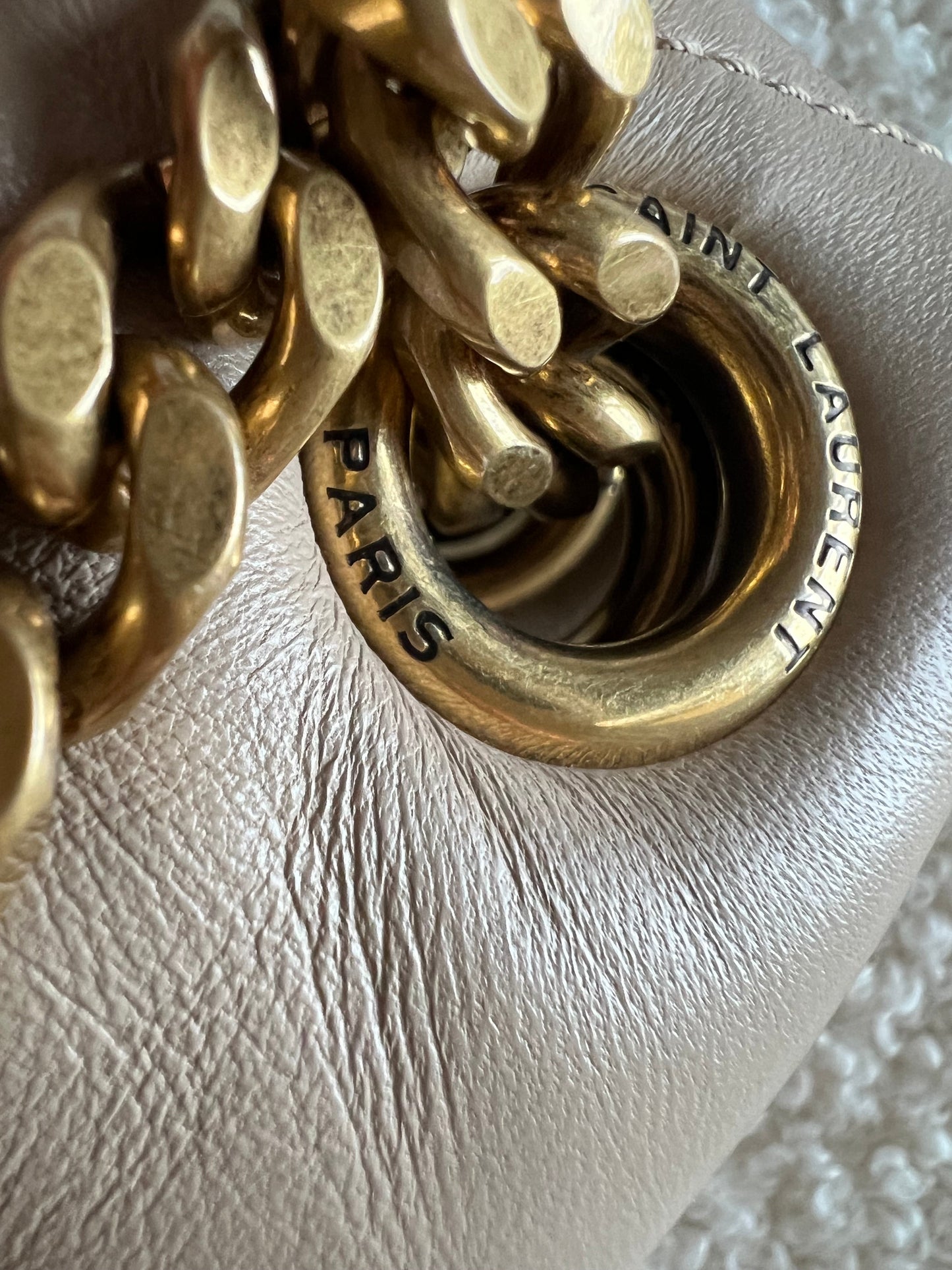 Yves Saint Laurent (YSL) Small Puffer in Beige Quilted Lambskin Gold Hardware (RRP £2,415)