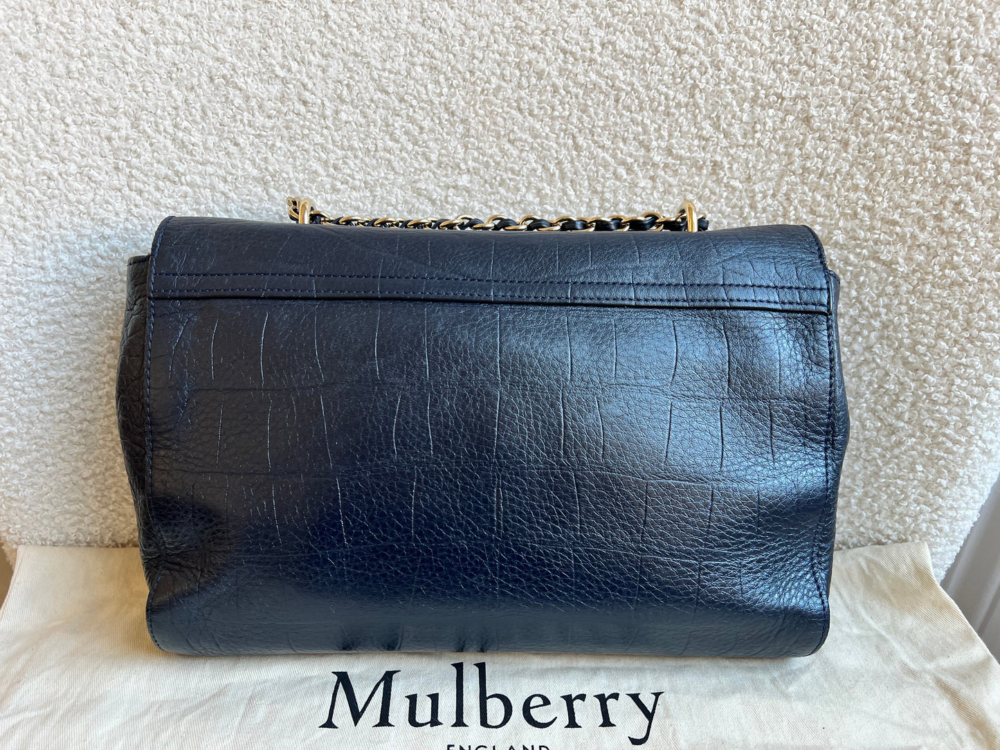 Mulberry Midnight Croc Medium Lily with Gold Hardware