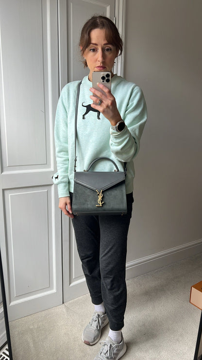 Saint Laurent YSL Cassandra Top Handle with Strap in Storm Grey Calfskin & Suede (RRP £2740)