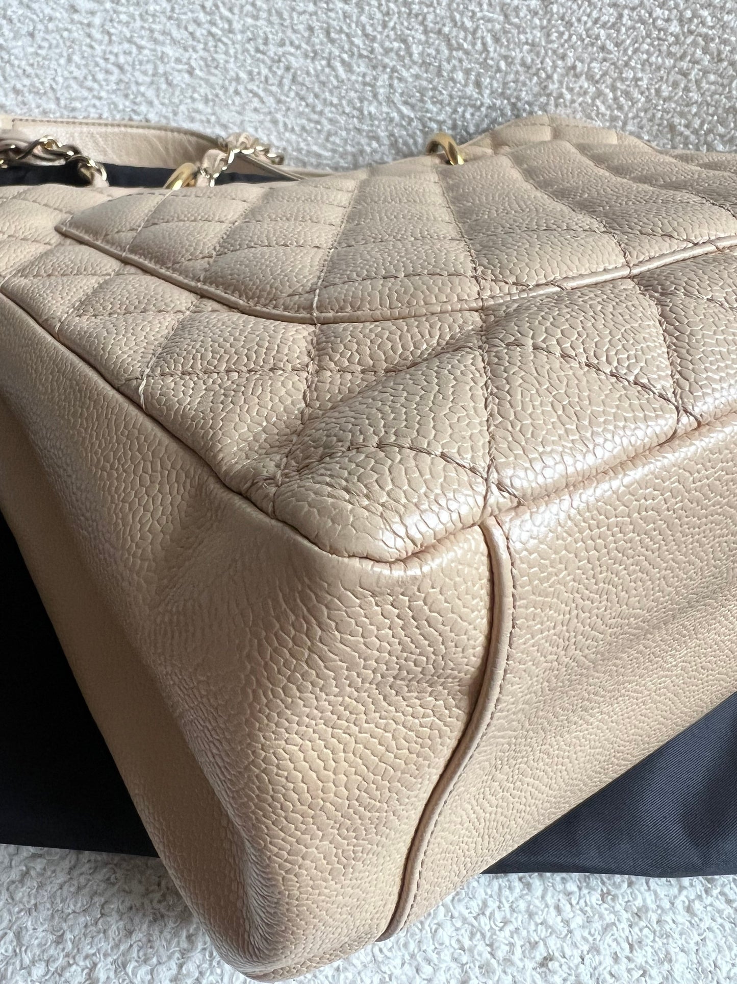 Chanel Beige Caviar Grand Shopper Tote gold hardware (GST)