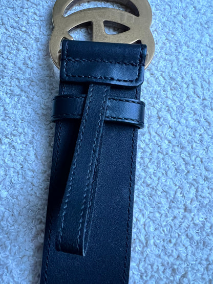 Gucci GG Marmont Black Wide Leather Belt with Shiny Gold Buckle (RRP £410)