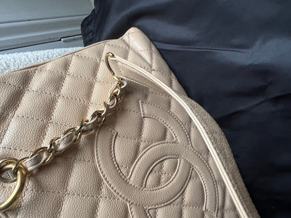 Chanel Beige Caviar Grand Shopper Tote gold hardware (GST)