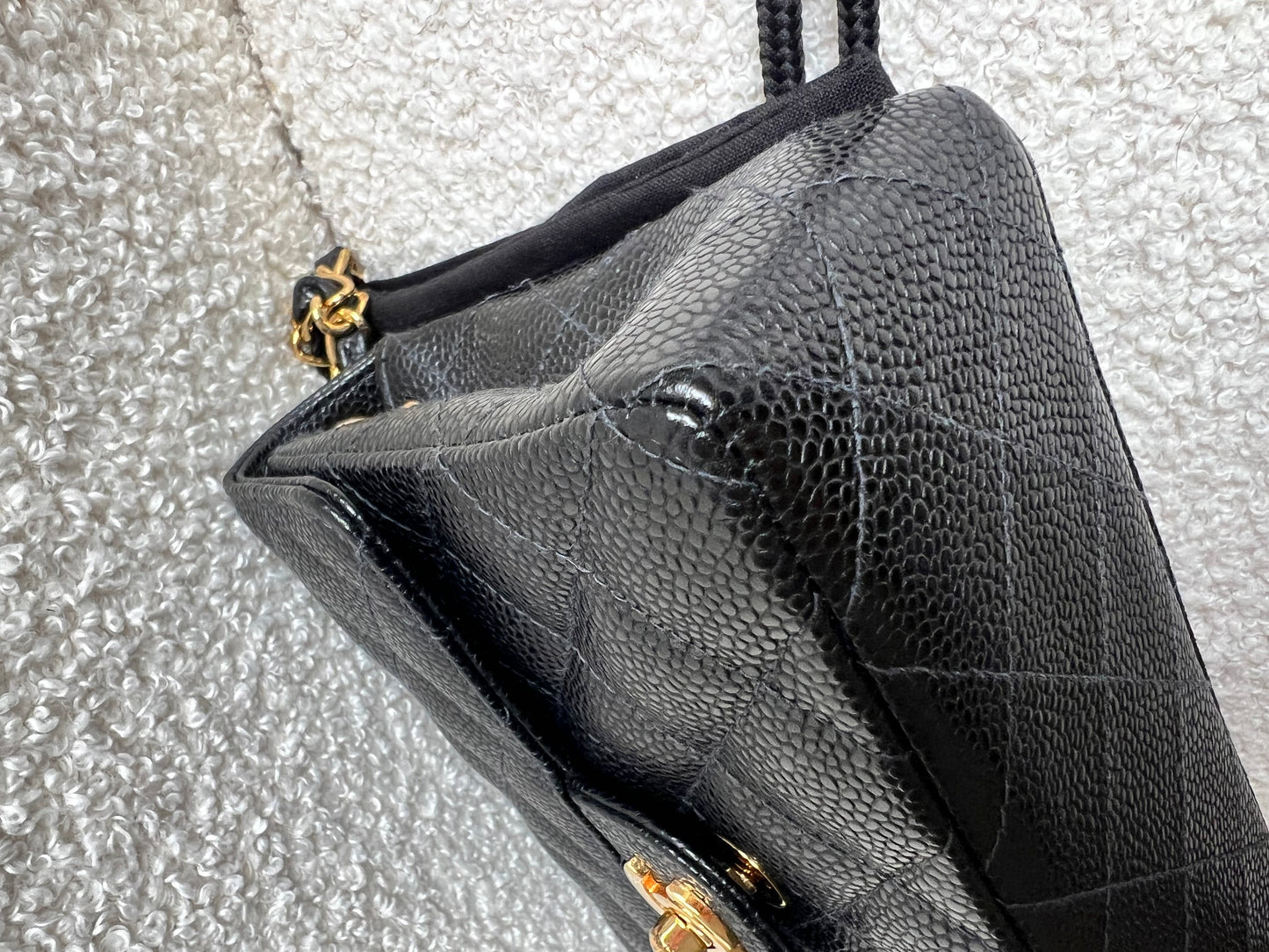 Chanel Square Mini Classic Flap in Black Caviar with gold hardware