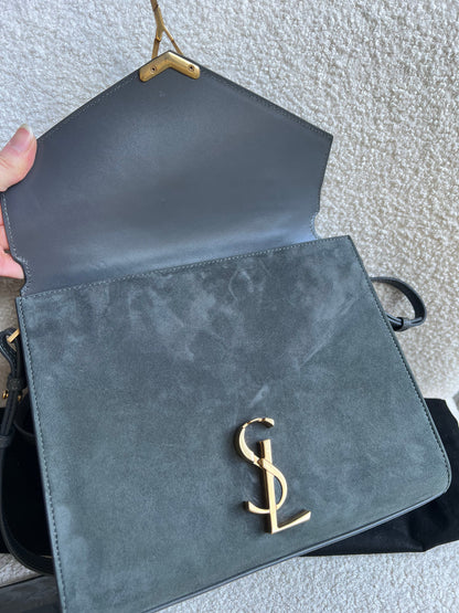 Saint Laurent YSL Cassandra Top Handle with Strap in Storm Grey Calfskin & Suede (RRP £2740)