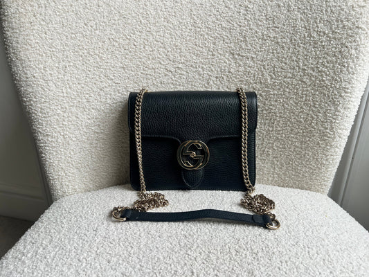Gucci Interlocking GG Black Small Shoulder Bag