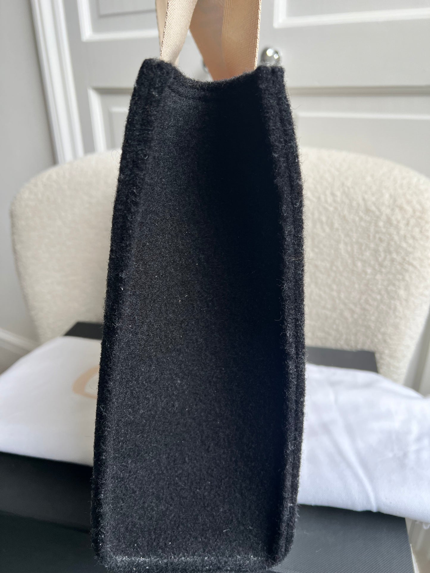 Chloe Medium Black Wool Woody Tote Bag
