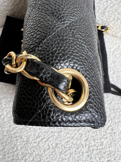 Chanel Square Mini Classic Flap in Black Caviar with gold hardware