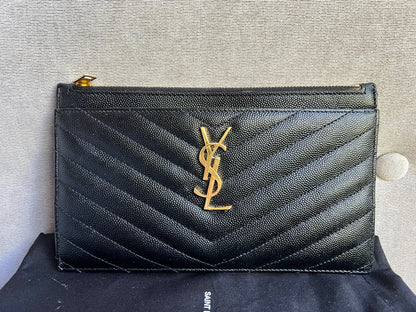 Yves Saint Laurent (YSL) Black Cassandra Zip Pouch (RRP £365)