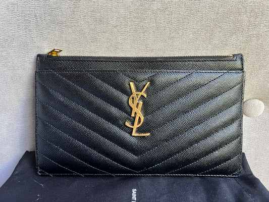 Yves Saint Laurent (YSL) Black Cassandra Zip Pouch (RRP £365)