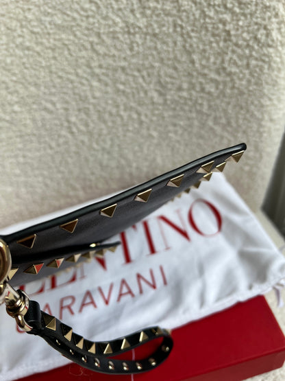 Valentino Garavani Rockstud Calfskin Clutch Pouch Black (RRP £570)