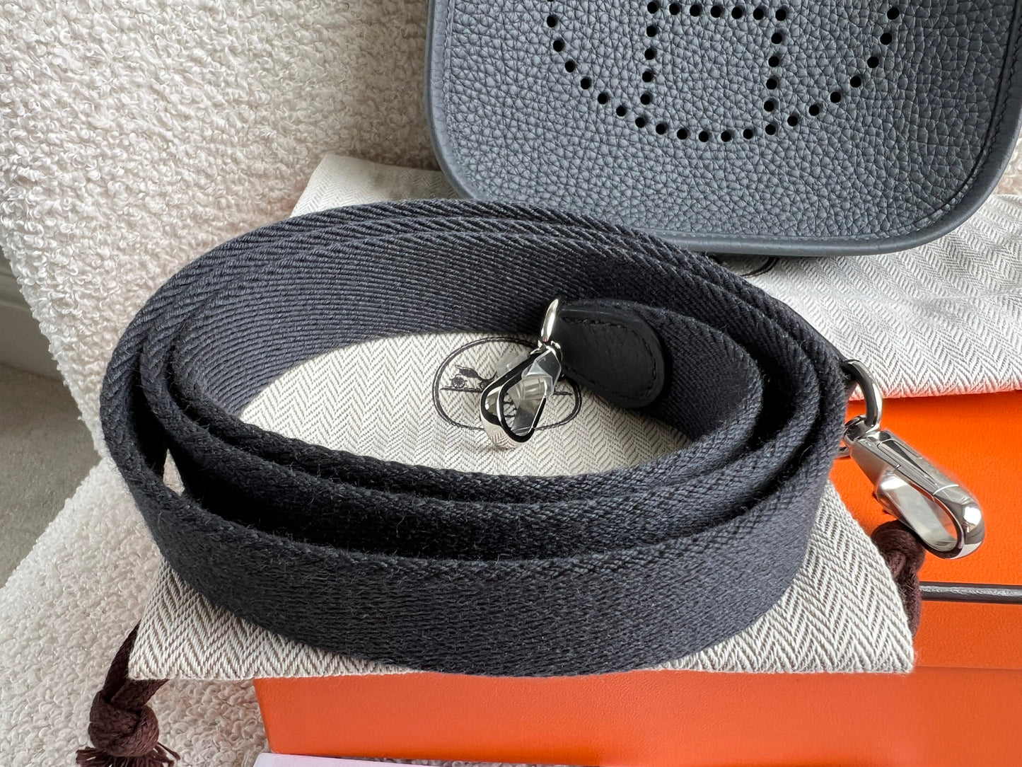 Hermes Evelyne TPM in Grey Clemence Leather with Palladium Hardware