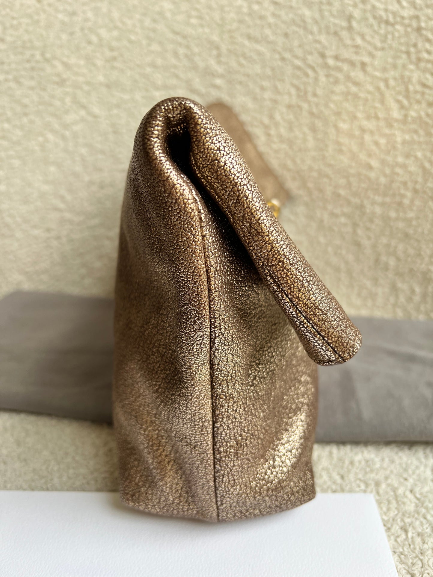 Mulberry Metallic Mushroom Clemmie Clutch (RRP £695)