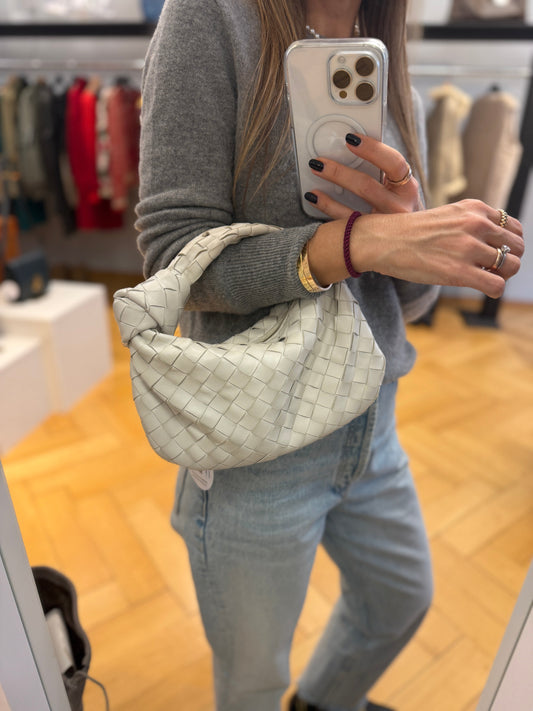 Mini Jodie White Intrecciato Nappa Leather
