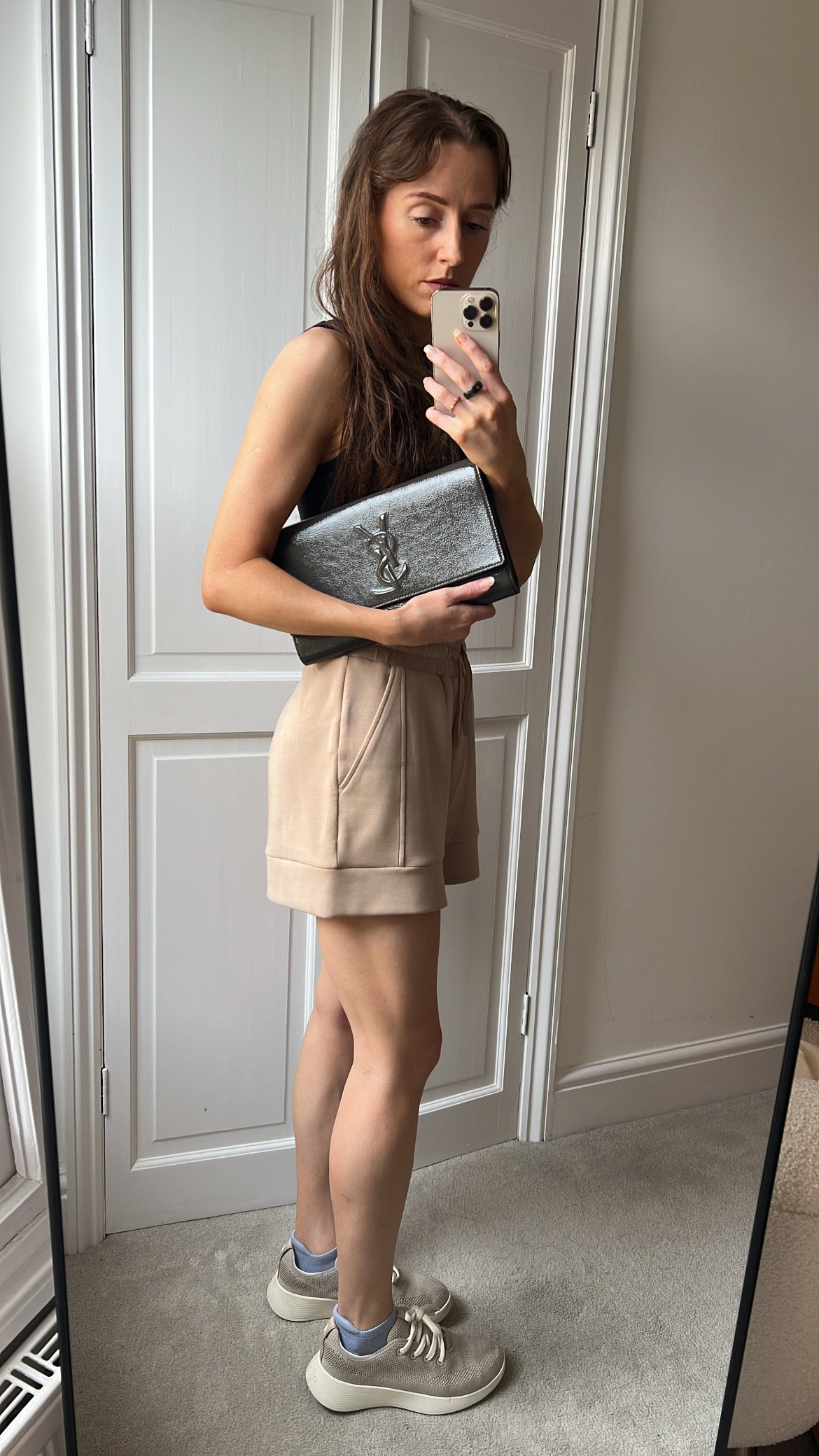 Yves Saint Laurent (YSL) Grey Patent Belle de Jour Clutch