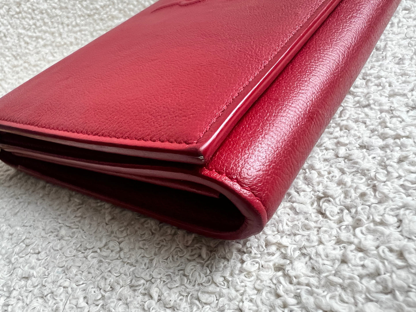 Yves Saint Laurent (YSL) Red Belle de Jour Chain Wallet Clutch