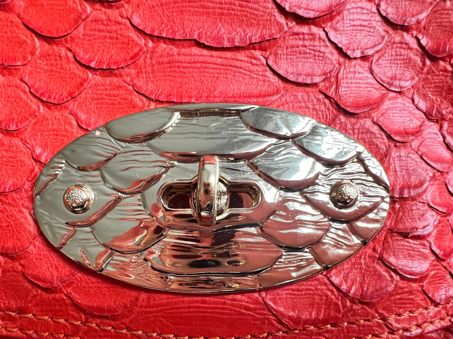 Mulberry Flame Red Silky Snake Print Regular Alexa (RRP £1100)