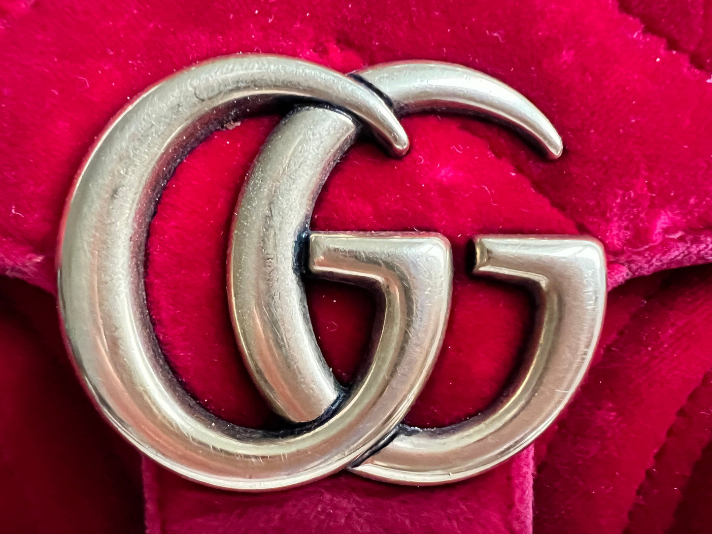 Gucci GG Mini Red Velvet Marmont Mini Shoulder Bag (RRP £1295)