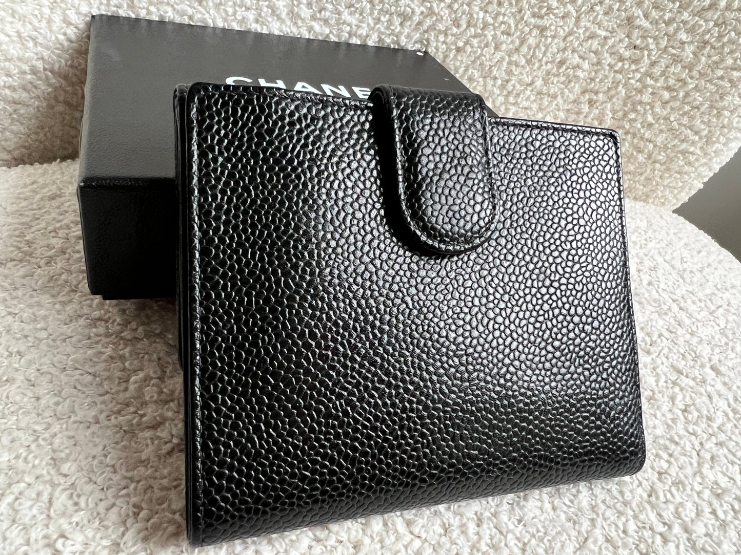 Chanel Black Caviar Timeless Small French Bifold Wallet