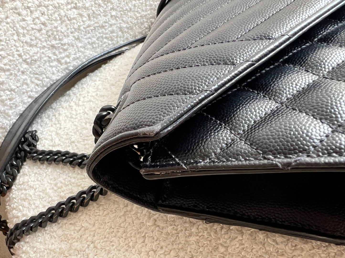 Yves Saint Laurent (YSL) Large Black on Black Envelope Bag (RRP £2,400)