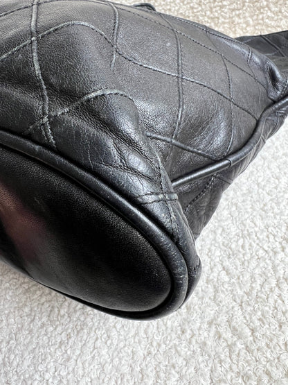 Chanel Vintage Black Lambskin Chain Tote with Gold Hardware