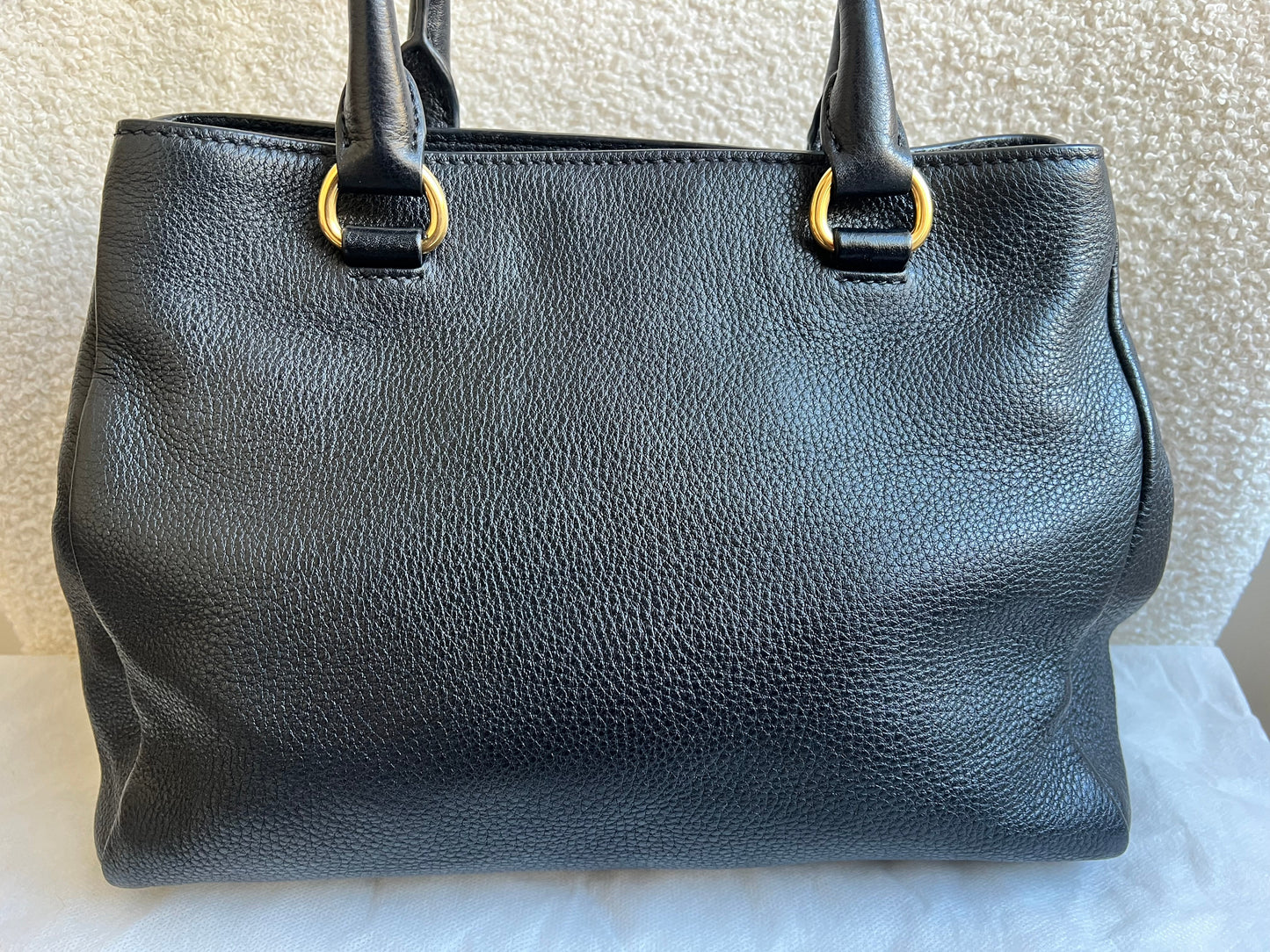 Prada Black Vitello Daino Tote