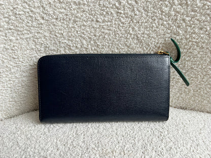 Mulberry Medium Part Around Zip Wallet in Navy and Emerald Printed Goat