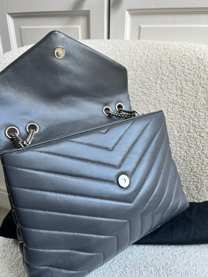 Yves Saint Laurent (YSL) Medium Grey Lou Lou Silver Hardware