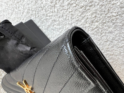 Yves Saint Laurent Black Large Cassandre Flap Wallet (RRP £665)