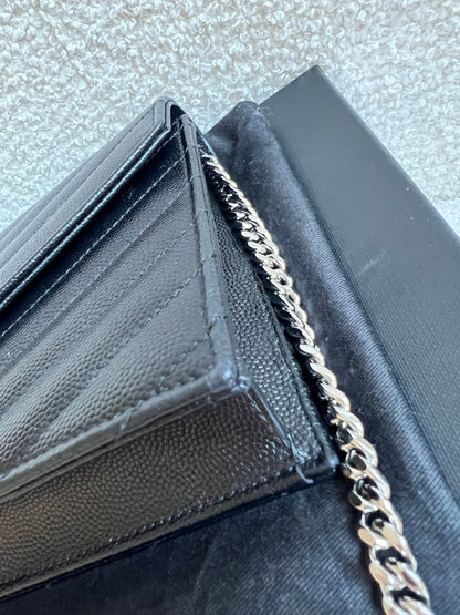 Yves Saint Laurent (YSL) Black Cassandra Envelope Chain Wallet (RRP £870)