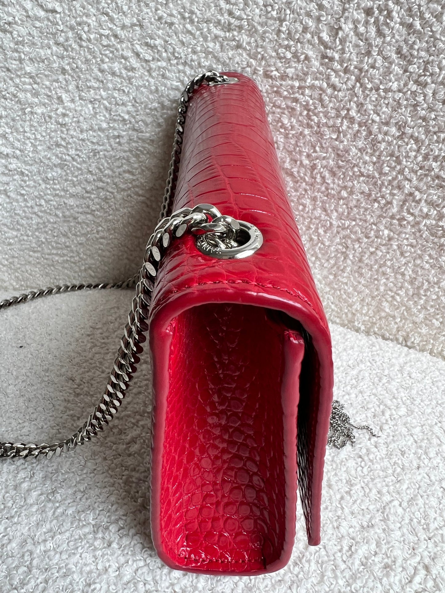 Yves Saint Laurent (YSL) Red Croc Small Kate with Silver Hardware (RRP £1,675)
