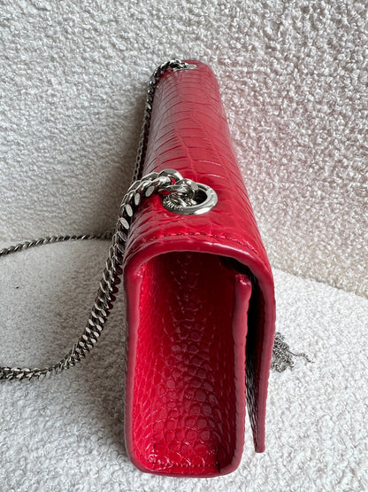 Yves Saint Laurent (YSL) Red Croc Small Kate with Silver Hardware (RRP £1,675)