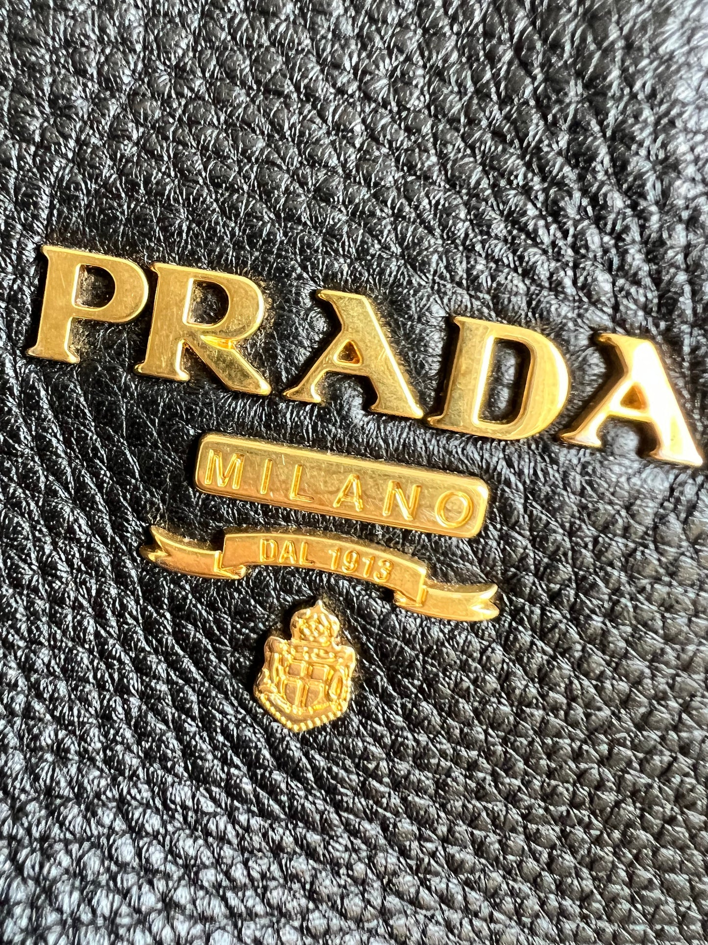 Prada Black Vitello Daino Leather Sacca 2 Manici Hobo Bag