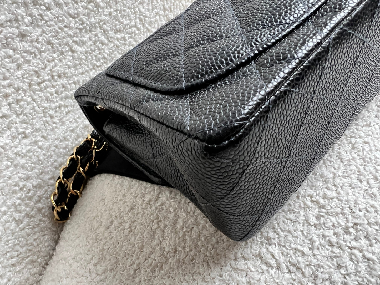 Chanel Square Mini Classic Flap in Black Caviar with gold hardware