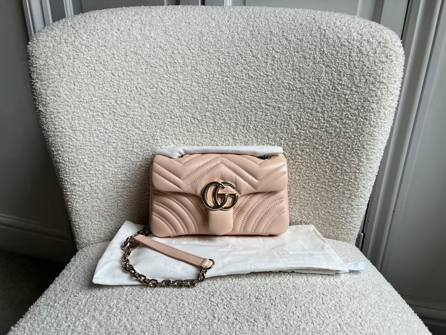 Gucci GG Pink Beige Marmont Mini Shoulder Bag (RRP £1,890)