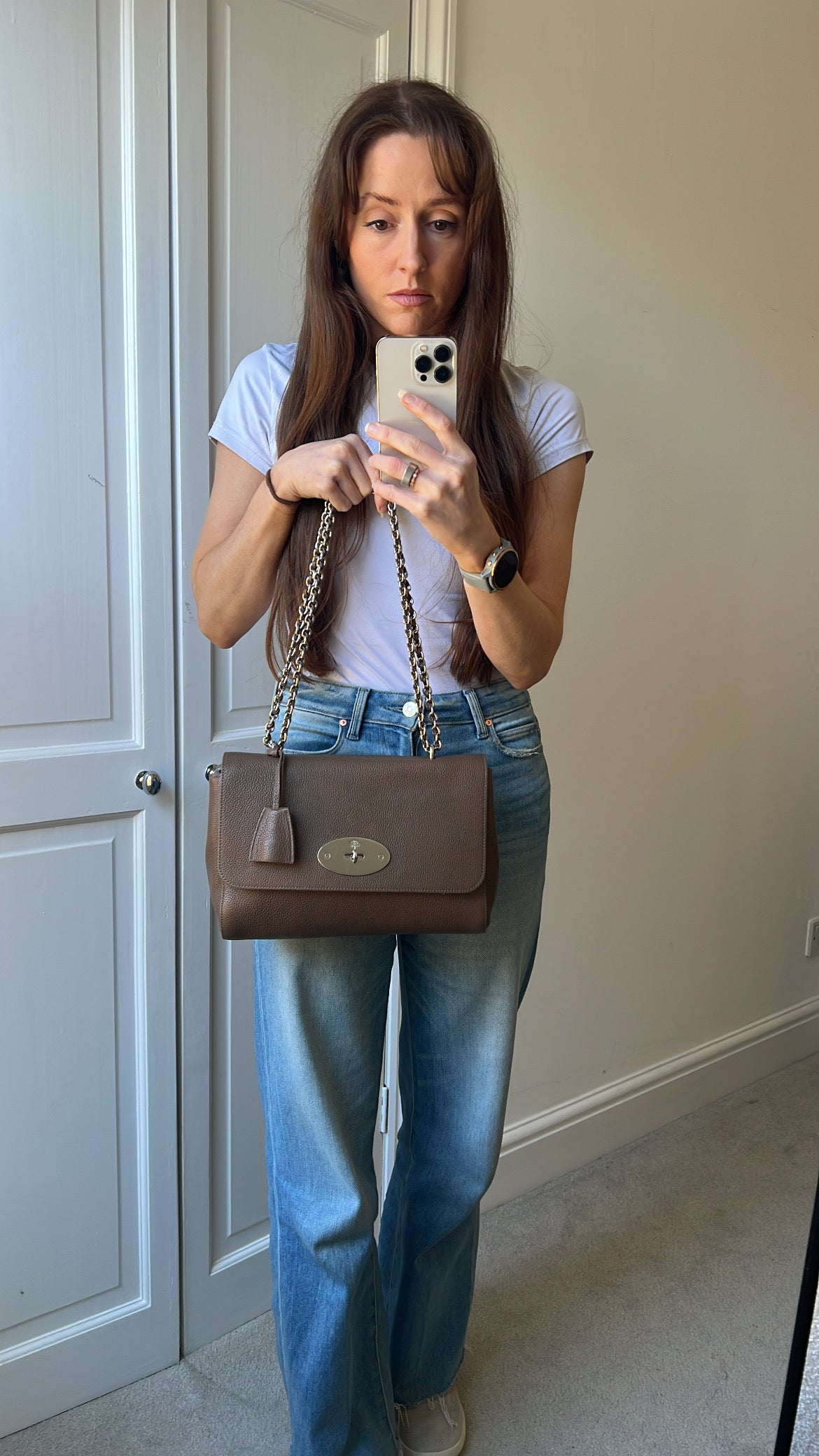 Mulberry Taupe Medium Lily with Silver Hardware (RRP £1095)