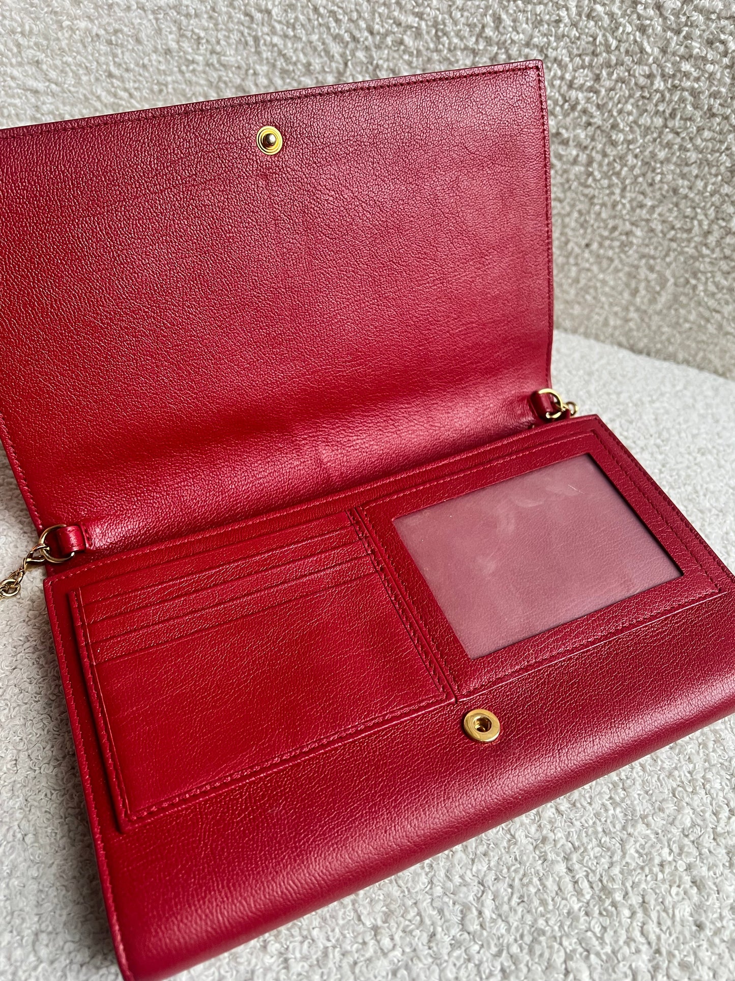 Yves Saint Laurent (YSL) Red Belle de Jour Chain Wallet Clutch