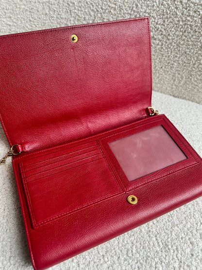 Yves Saint Laurent (YSL) Red Belle de Jour Chain Wallet Clutch