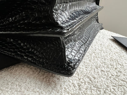 Yves Saint Laurent (YSL) Black Croc Medium Sunset with Silver Hardware (RRP £2,200)