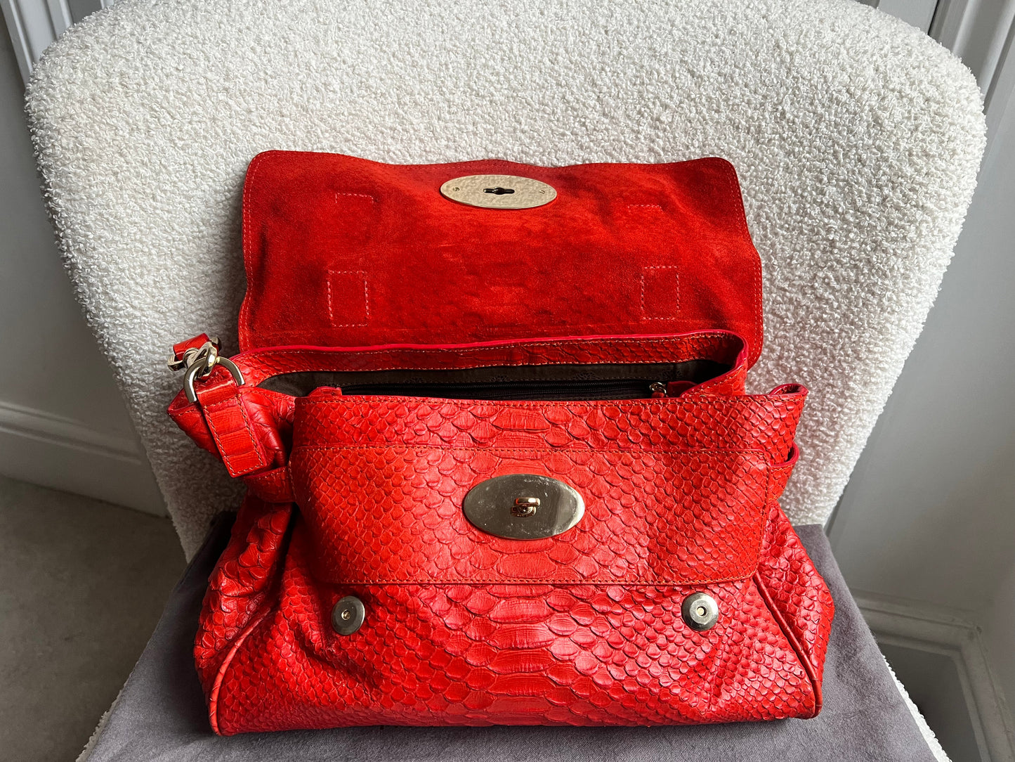 Mulberry Flame Red Silky Snake Print Regular Alexa (RRP £1100)