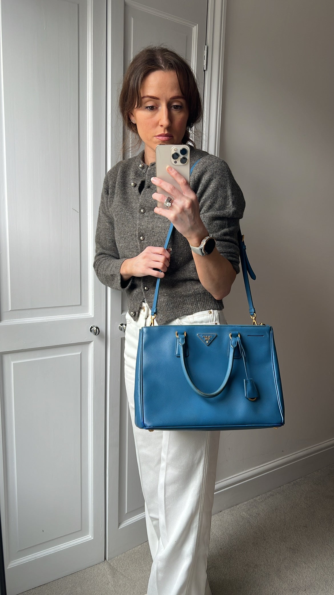 Prada Blue Saffiano Tote