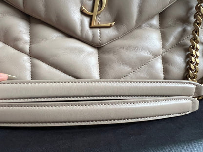Yves Saint Laurent (YSL) Small Puffer in Beige Quilted Lambskin Gold Hardware (RRP £2,415)