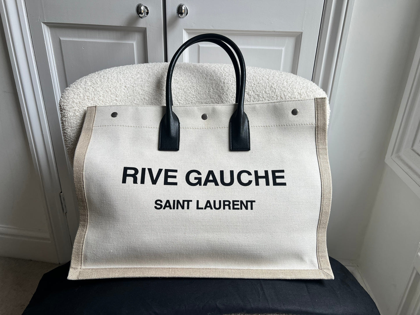 Yves Saint Laurent Large Rive Gauche in Canvas and Printed Leather (RRP £1440)