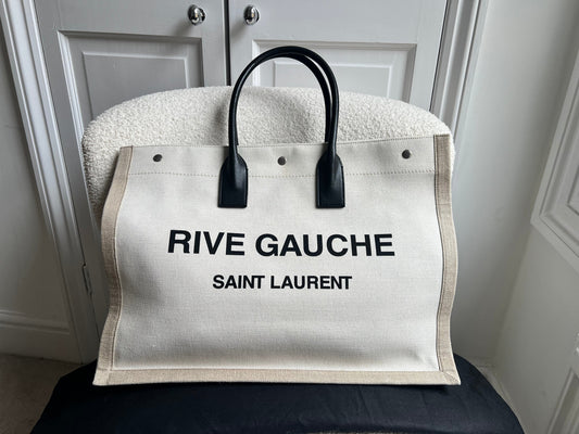 Yves Saint Laurent Large Rive Gauche in Canvas and Printed Leather (RRP £1440)