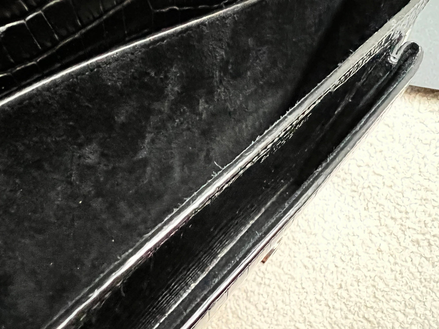 Yves Saint Laurent (YSL) Black Croc Medium Sunset with Silver Hardware (RRP £2,200)