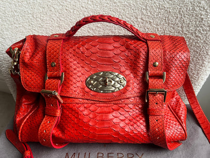 Mulberry Flame Red Silky Snake Print Regular Alexa (RRP £1100)